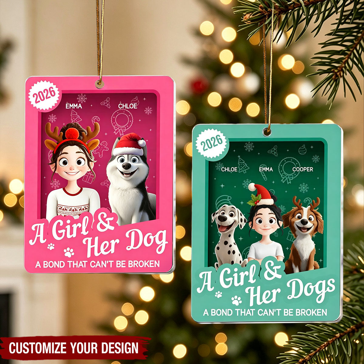 A Girl & Her Dogs Has Unbreakable Bond Toy Box - Personalized Acrylic Ornament