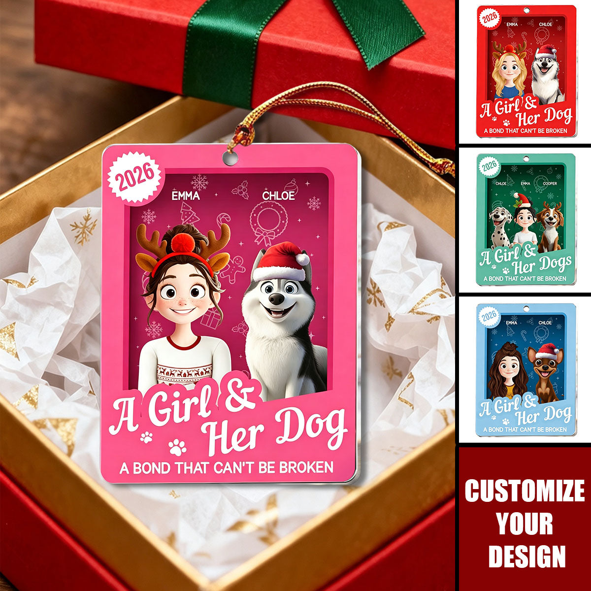 A Girl & Her Dogs Has Unbreakable Bond Toy Box - Personalized Acrylic Ornament