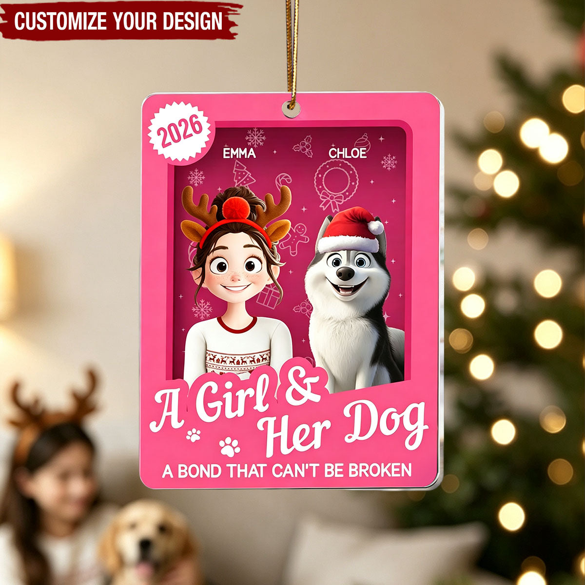 A Girl & Her Dogs Has Unbreakable Bond Toy Box - Personalized Acrylic Ornament