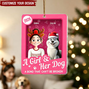 A Girl & Her Dogs Has Unbreakable Bond Toy Box - Personalized Acrylic Ornament