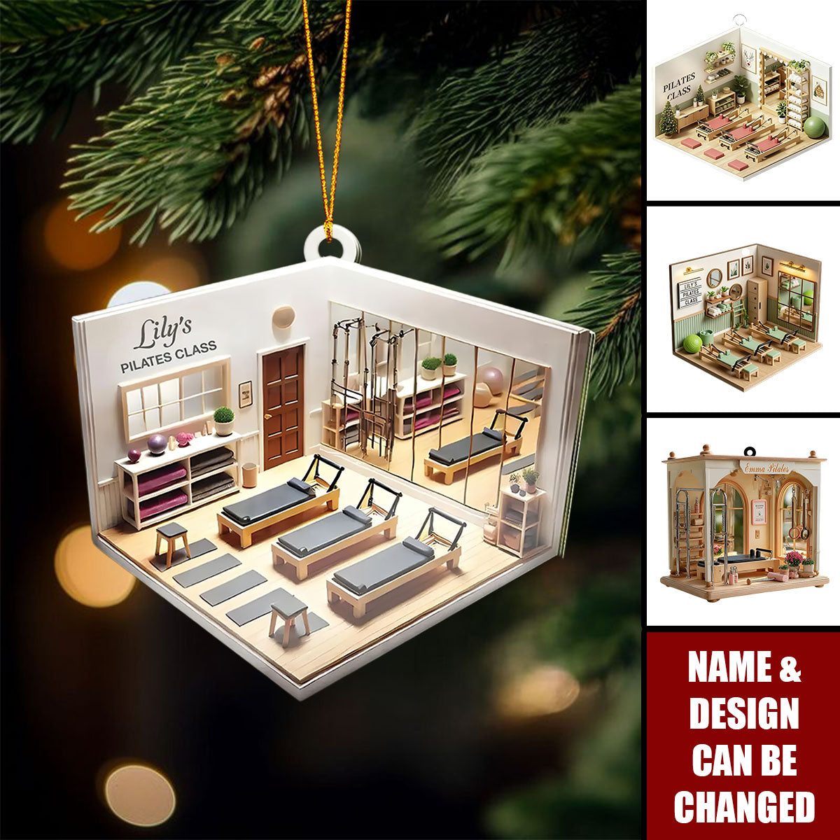Personalized Pilates Studio Christmas Ornament - Gift For Pilates Teacher Or Enthusiast