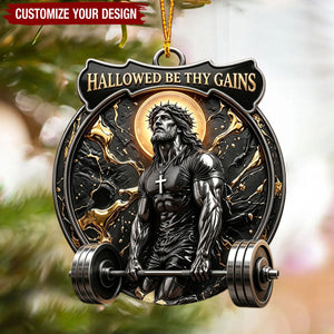 Jesus Lifts Acrylic Ornament - Personalized Gifts For Gymers & Weighlifting Lovers