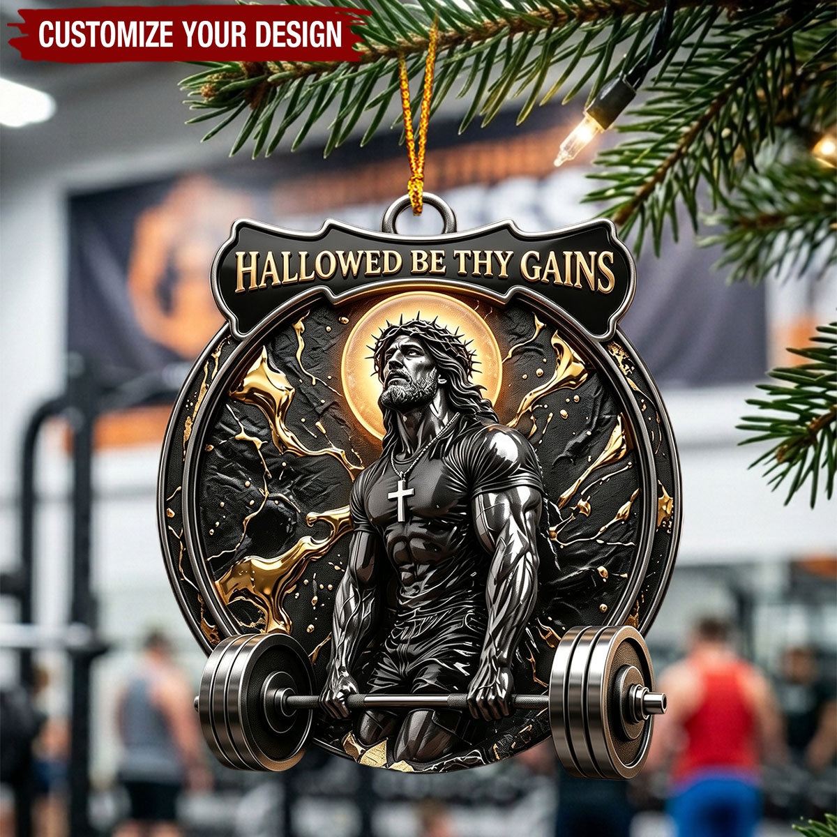 Jesus Lifts Acrylic Ornament - Personalized Gifts For Gymers & Weighlifting Lovers