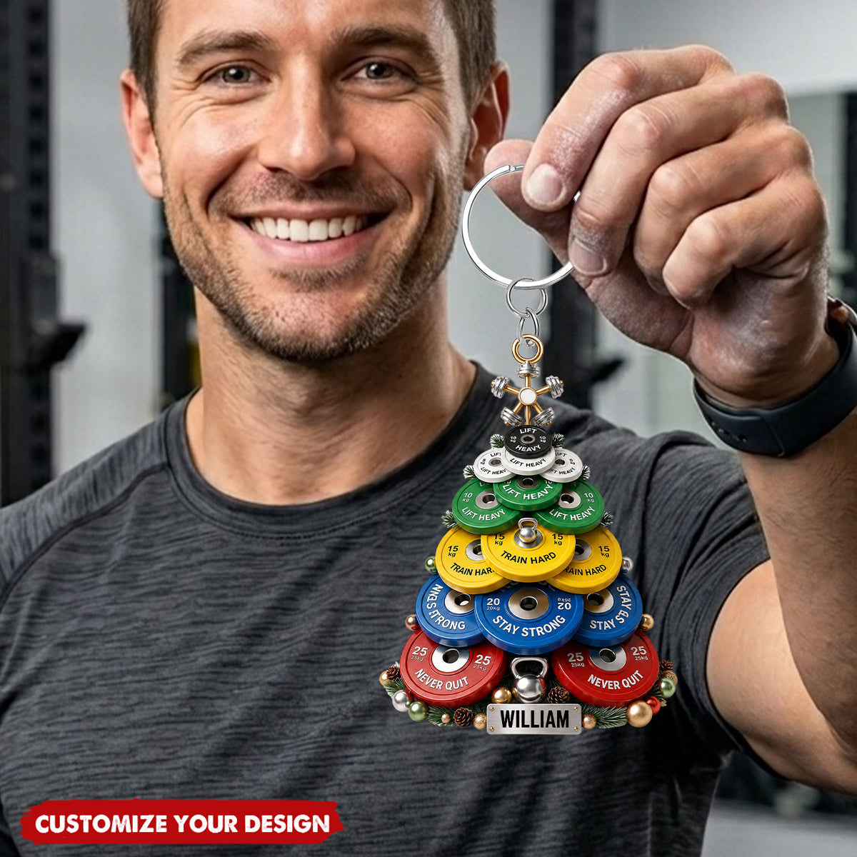 Weight Plate Tree Personalized Acrylic Keychain