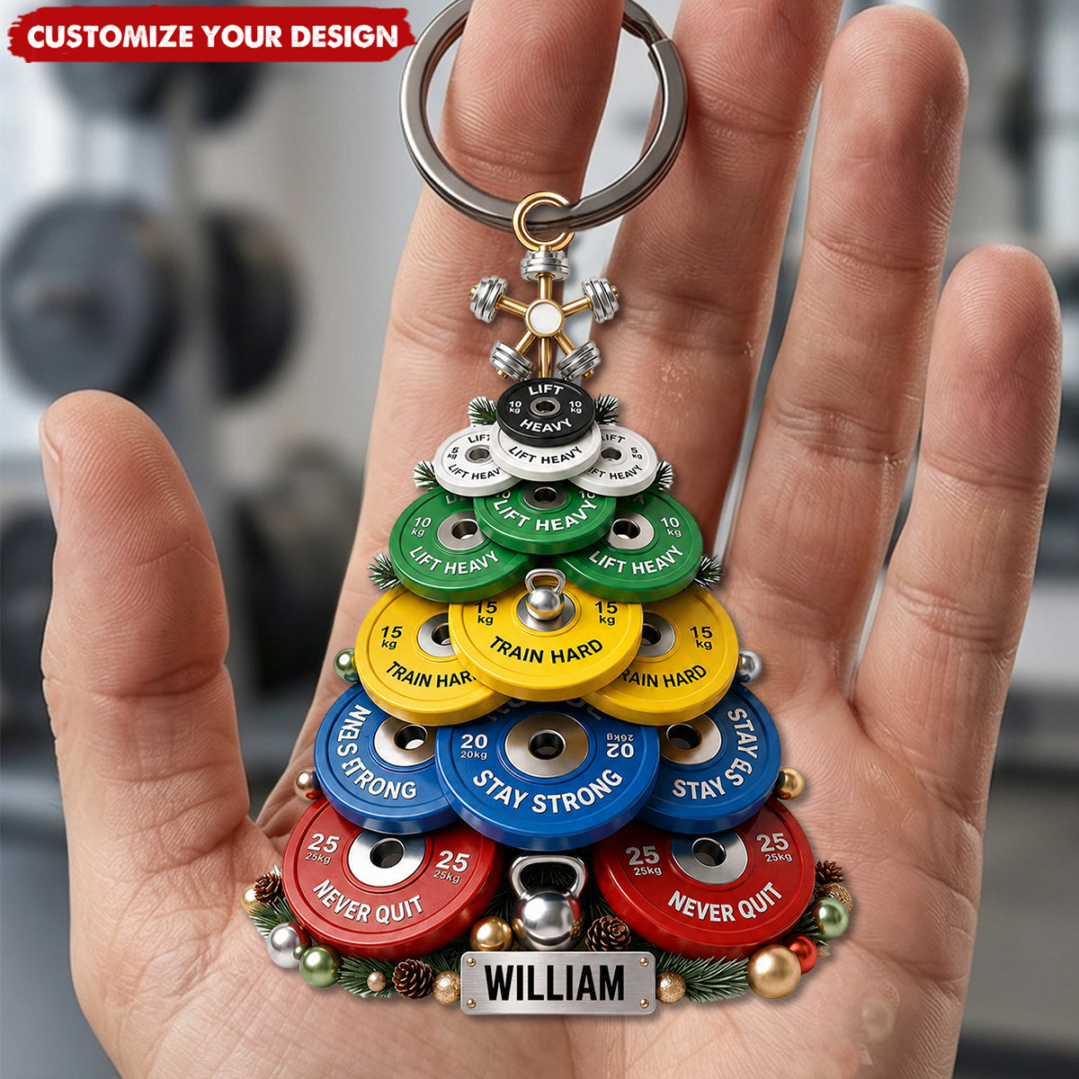 Weight Plate Tree Personalized Acrylic Keychain