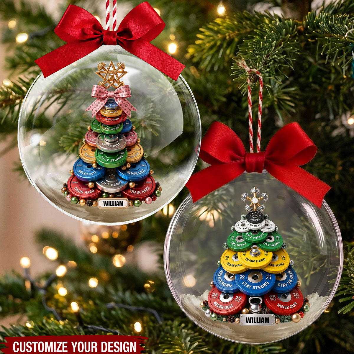 Weight Plate Tree Christmas Ornament - Personalized Gifts For Gym Lovers
