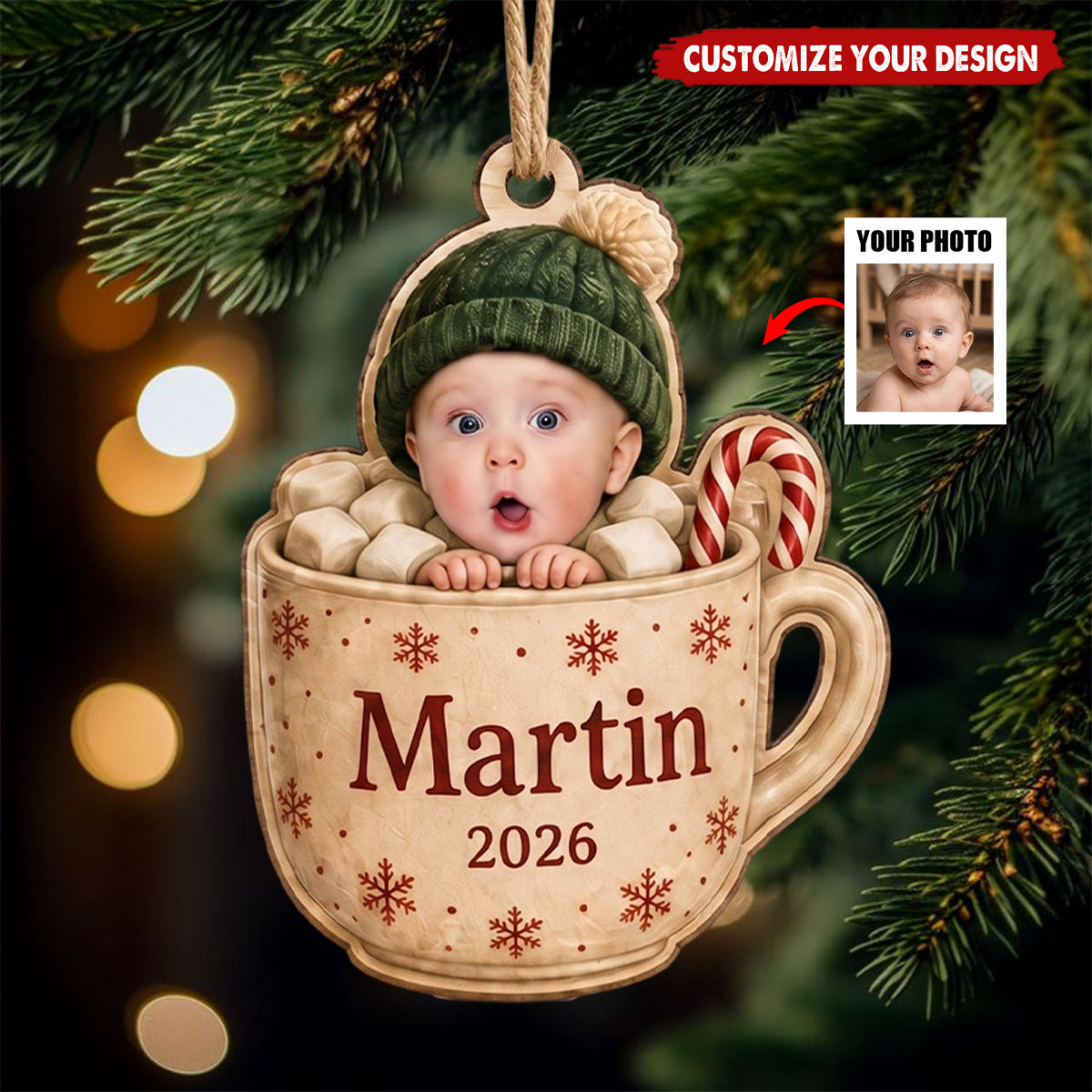 Personalized Baby Photo Ornament 2026 - New Parents Gift