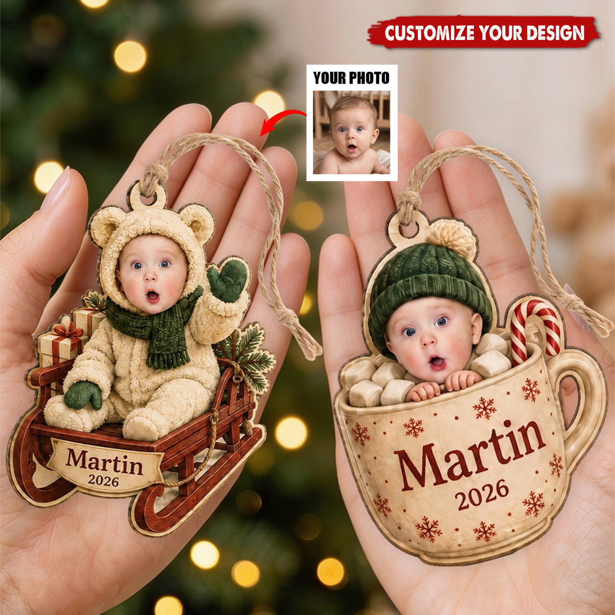 Personalized Baby Photo Ornament 2026 - New Parents Gift