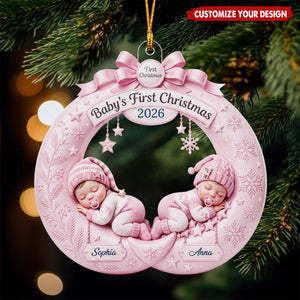 Twins First Christmas Ornament 2026 - Personalized Newborn Gift