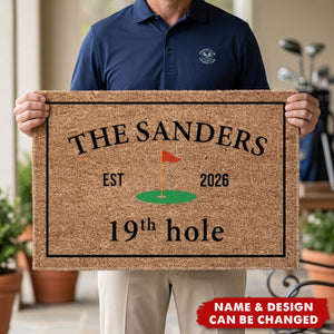 19Th Hole Welcome, Golf Course Entryway Decor Gift - Personalized Doormat