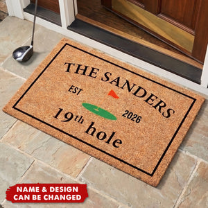 19Th Hole Welcome, Golf Course Entryway Decor Gift - Personalized Doormat