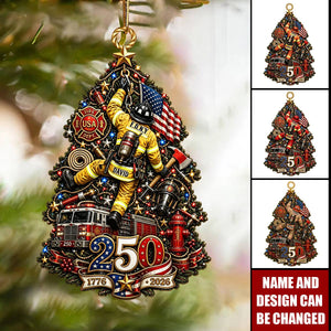 Firefighter 250th Anniversary USA Ornament - Personalized Christmas Gifts