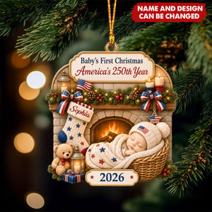 Custom First Christmas Acrylic Ornament - Personalized America 250th Anniversary Christmas Gifts