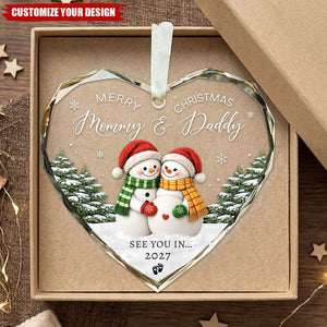 See You In 2026 Glass Pregnancy Announcement Ornament - Christmas Snowman Gifts