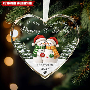See You In 2026 Glass Pregnancy Announcement Ornament - Christmas Snowman Gifts