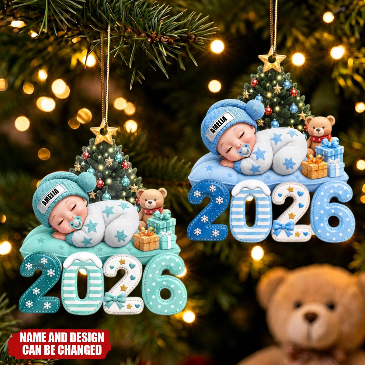First Christmas Baby Sleeping Gift - Personalized Custom Shaped Acrylic Ornament