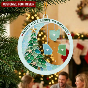 Custom Long Distance Acrylic Ornament - Connected By Heart Never Apart
