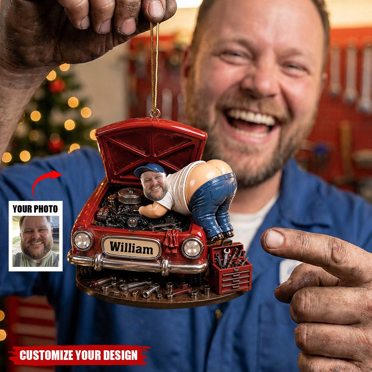Funny Mechanic Man - Personalized Mechanic Ornament