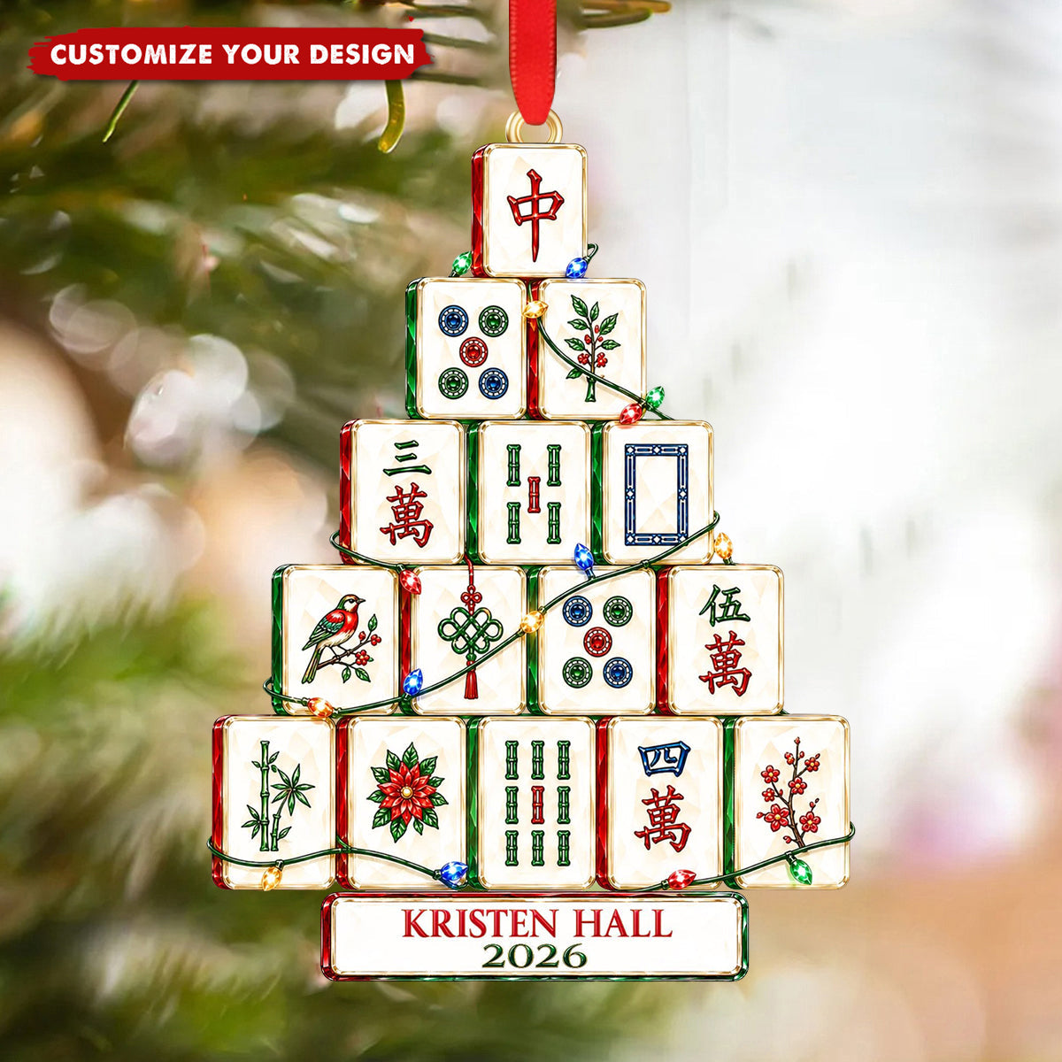 Personalized Mahjong Christmas Ornament - Mahjong Player Gift