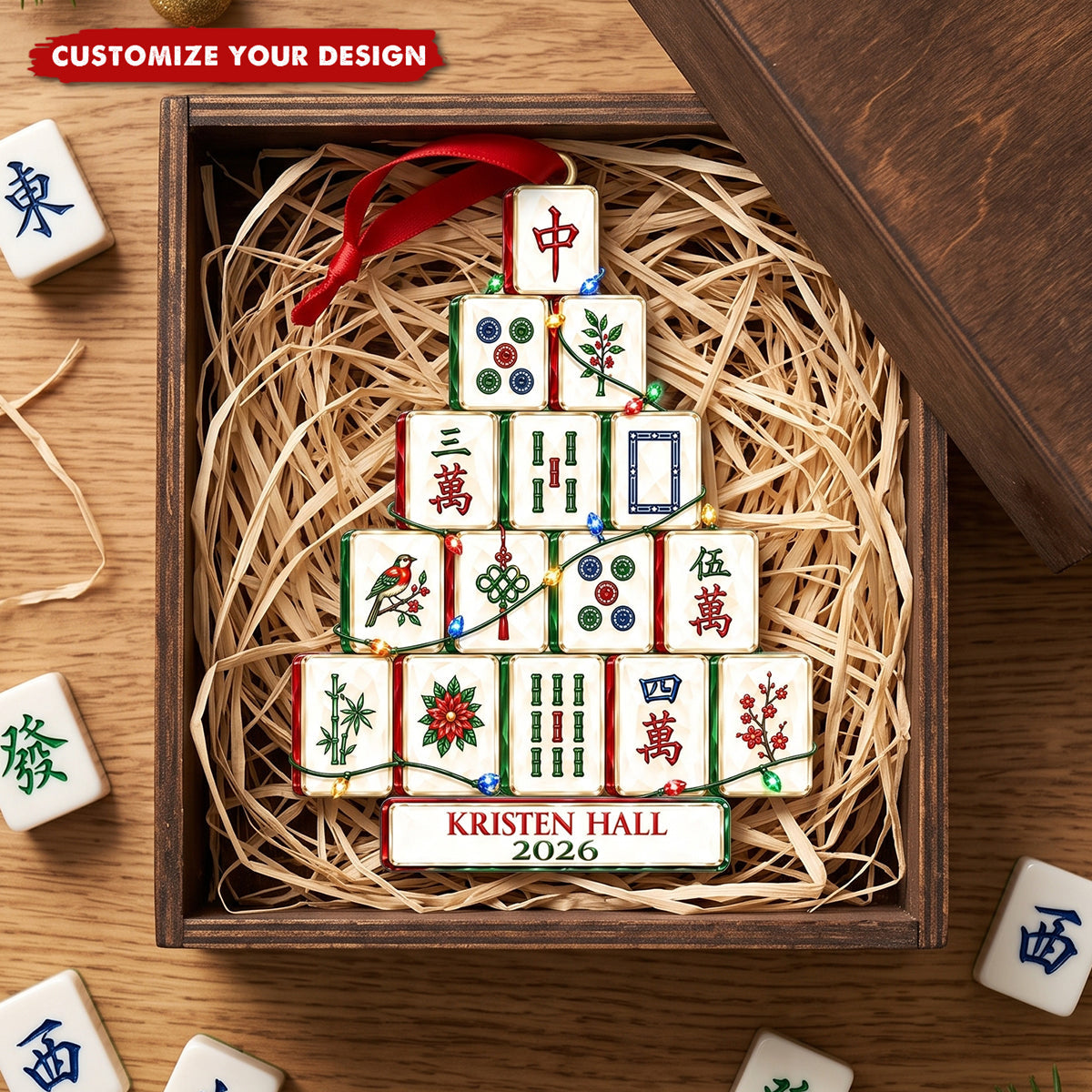Personalized Mahjong Christmas Ornament - Mahjong Player Gift