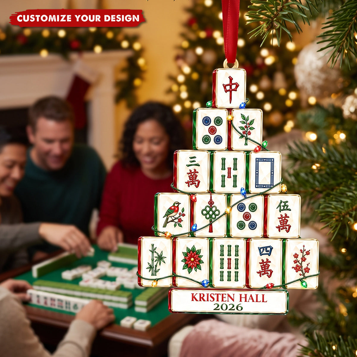 Personalized Mahjong Christmas Ornament - Mahjong Player Gift