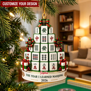 Personalized Year I Learned Mahjong Acrylic Ornament - Mahjong Christmas Ornament