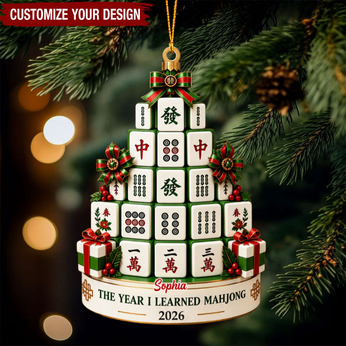 Personalized Year I Learned Mahjong Acrylic Ornament - Mahjong Christmas Ornament
