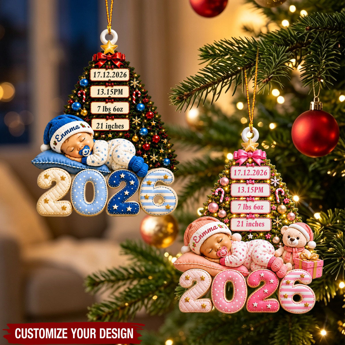 Personalized Baby's First Christmas Ornament - Announcement Gift