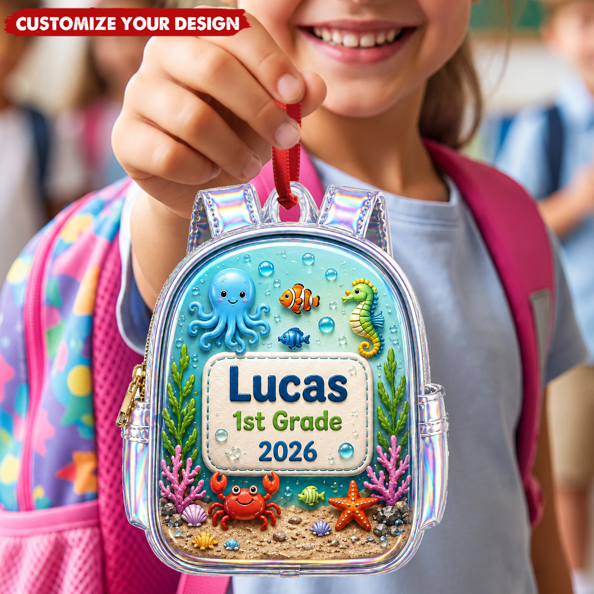 Personalized School Backpack Acrylic Ornament 2026 - Back to School Gift