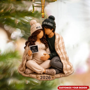 Personalized Pregnancy Christmas Acrylic Ornament - Baby 2026 Keepsake