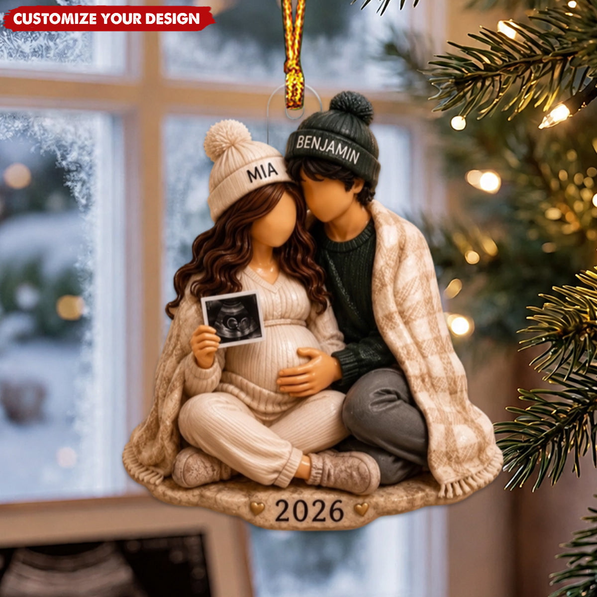 Personalized Pregnancy Christmas Acrylic Ornament - Baby 2026 Keepsake