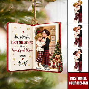 New Chapter First Christmas As Family Of Three - Personalized Acrylic Ornament