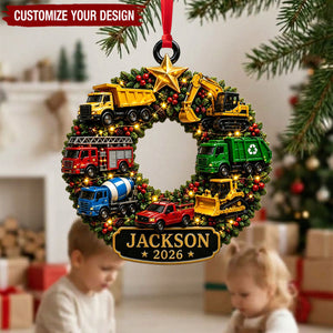 Truck Kid Ornament - Construction Christmas Decor