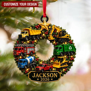 Truck Kid Ornament - Construction Christmas Decor