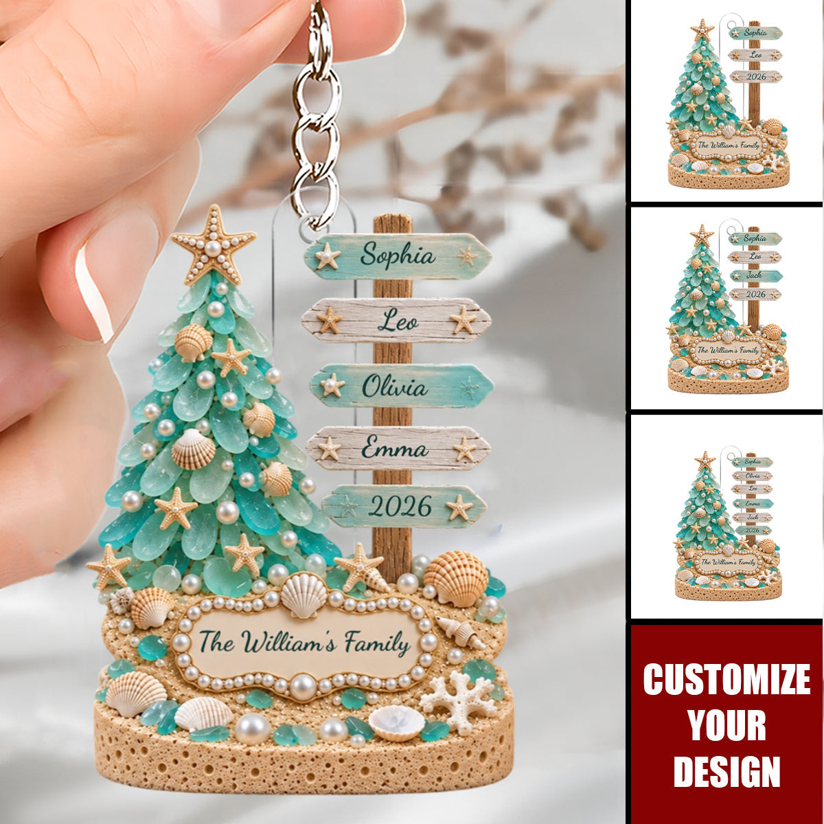 Personalized Beach Family Acrylic Keychain