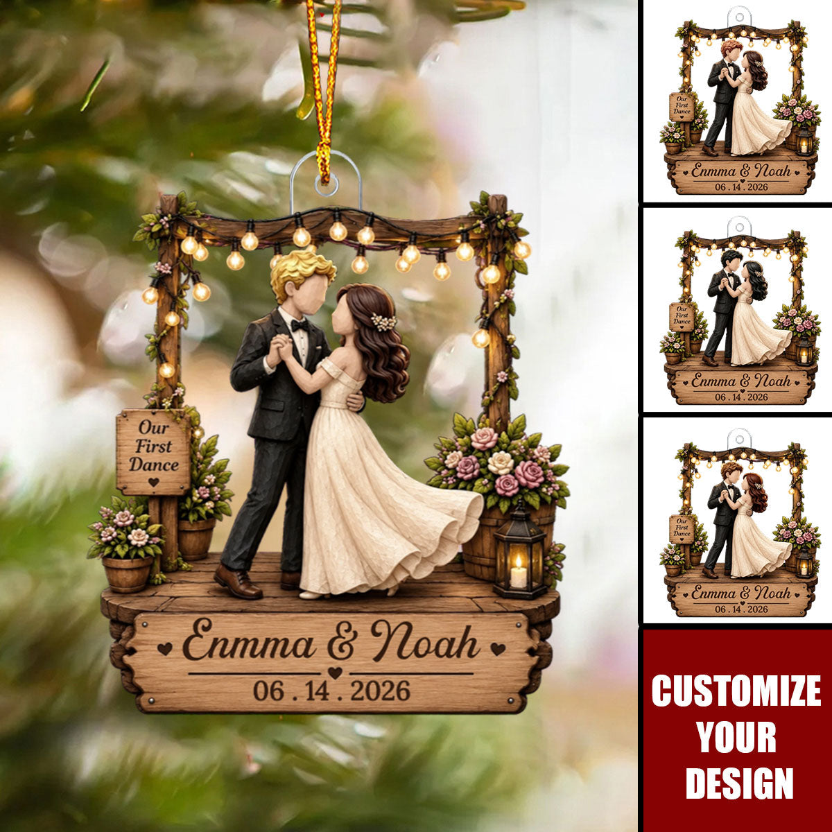 Custom Wedding Dance Acrylic Ornament - Personalized Bride Groom Gift