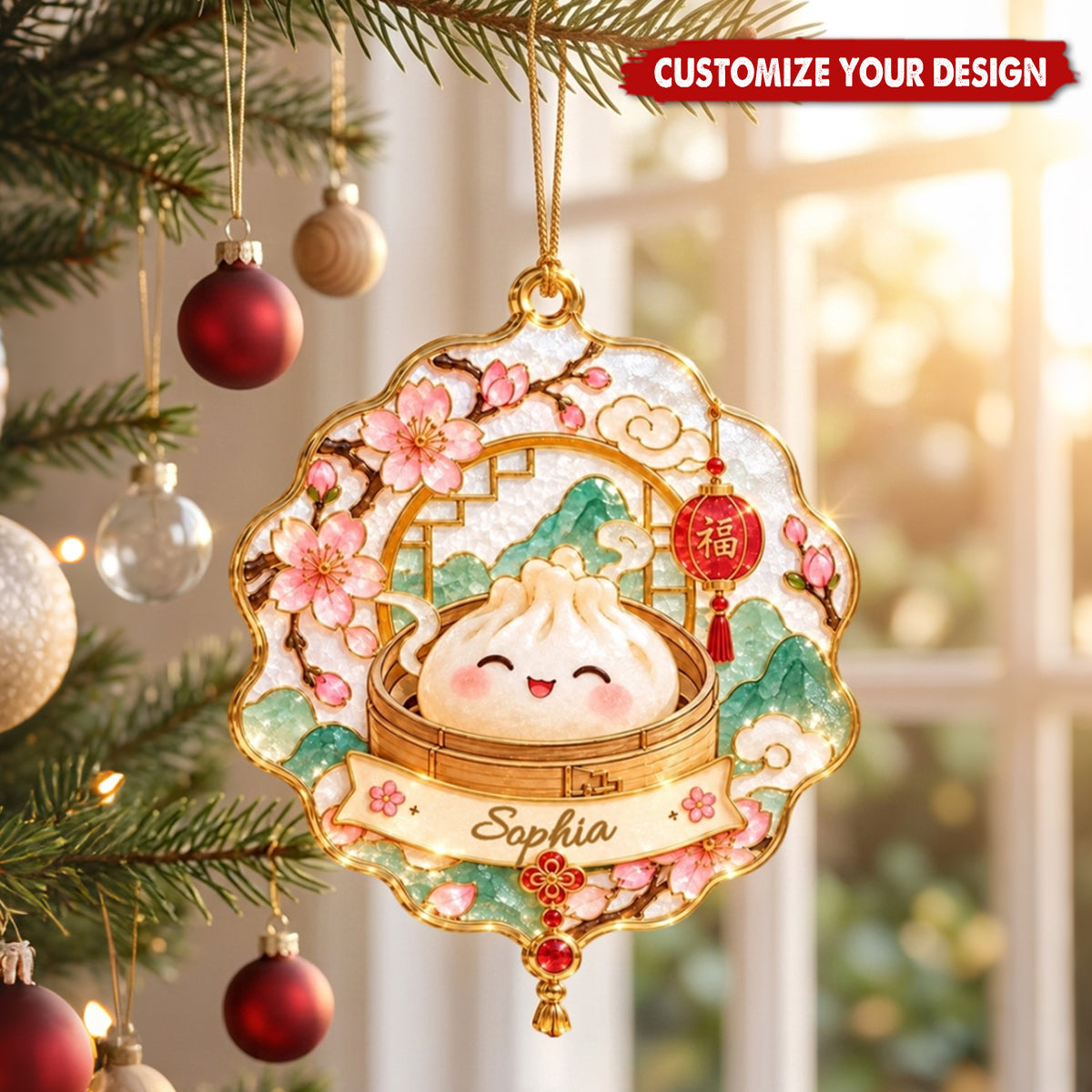 Custom Dumpling Acryic Christmas Ornament - Kids Christmas Gift