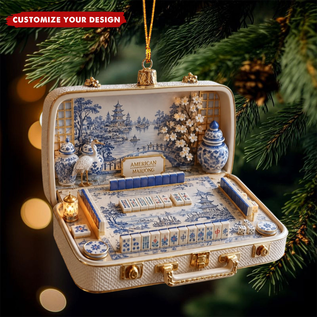 Chinoiserie Mahjong Ornament - Elegant Holiday Gift For Mahjong Lovers