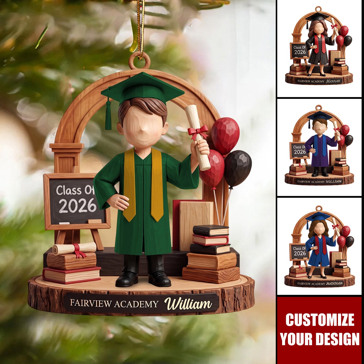 Senior Graduation Acrylic Ornament - Personalized Christmas Gifts For Graduates