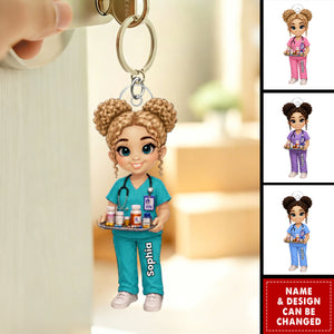 Personalized Nurse Acrylic Keychain - Custom Nurse Character Christmas Gift