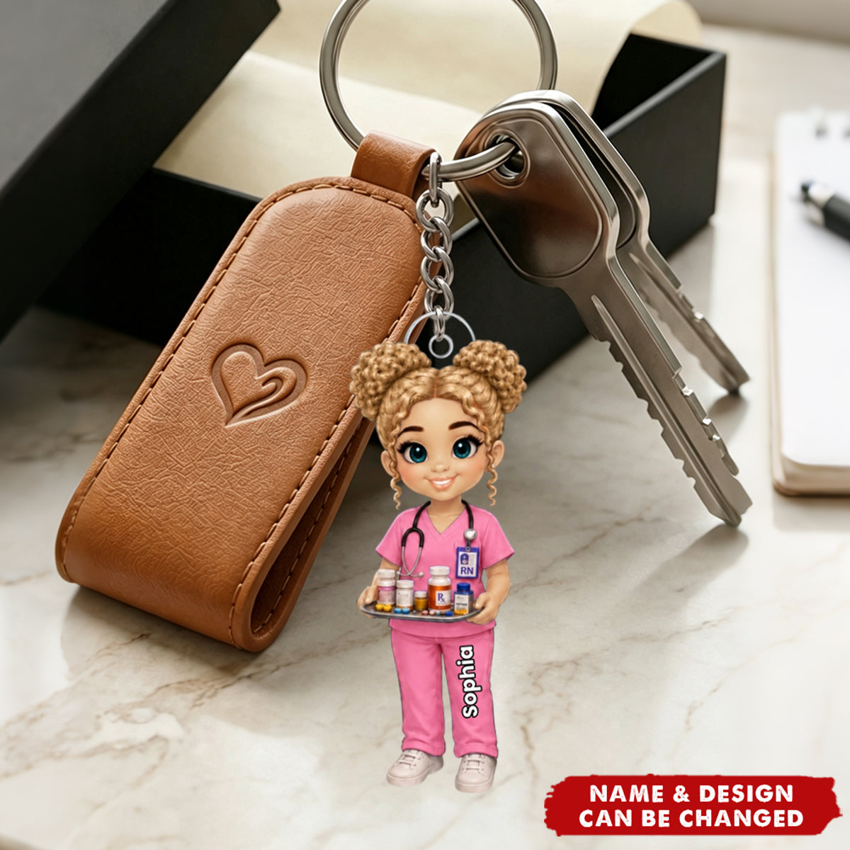 Personalized Nurse Acrylic Keychain - Custom Nurse Character Christmas Gift