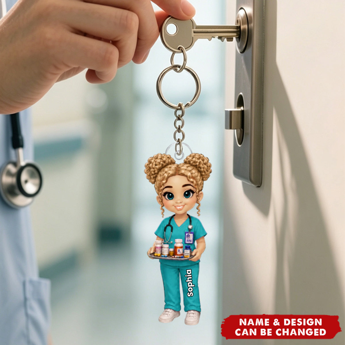 Personalized Nurse Acrylic Keychain - Custom Nurse Character Christmas Gift