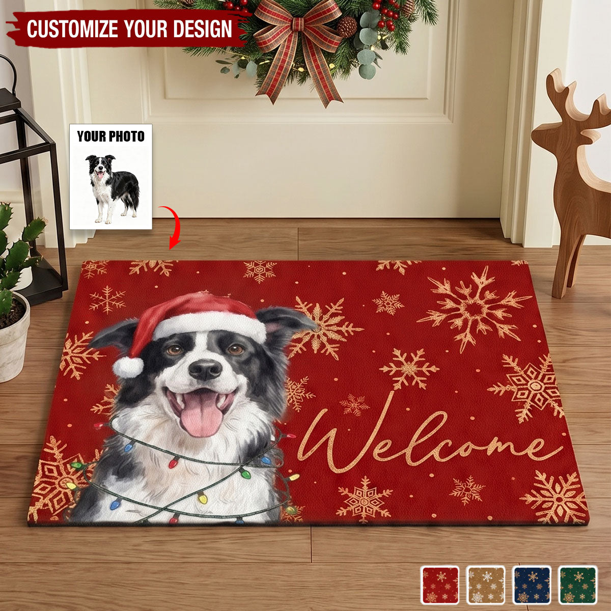 Custom Photo Decorative Mat - Personalized Christmas Birthday Gifts For Dog Cat Lovers