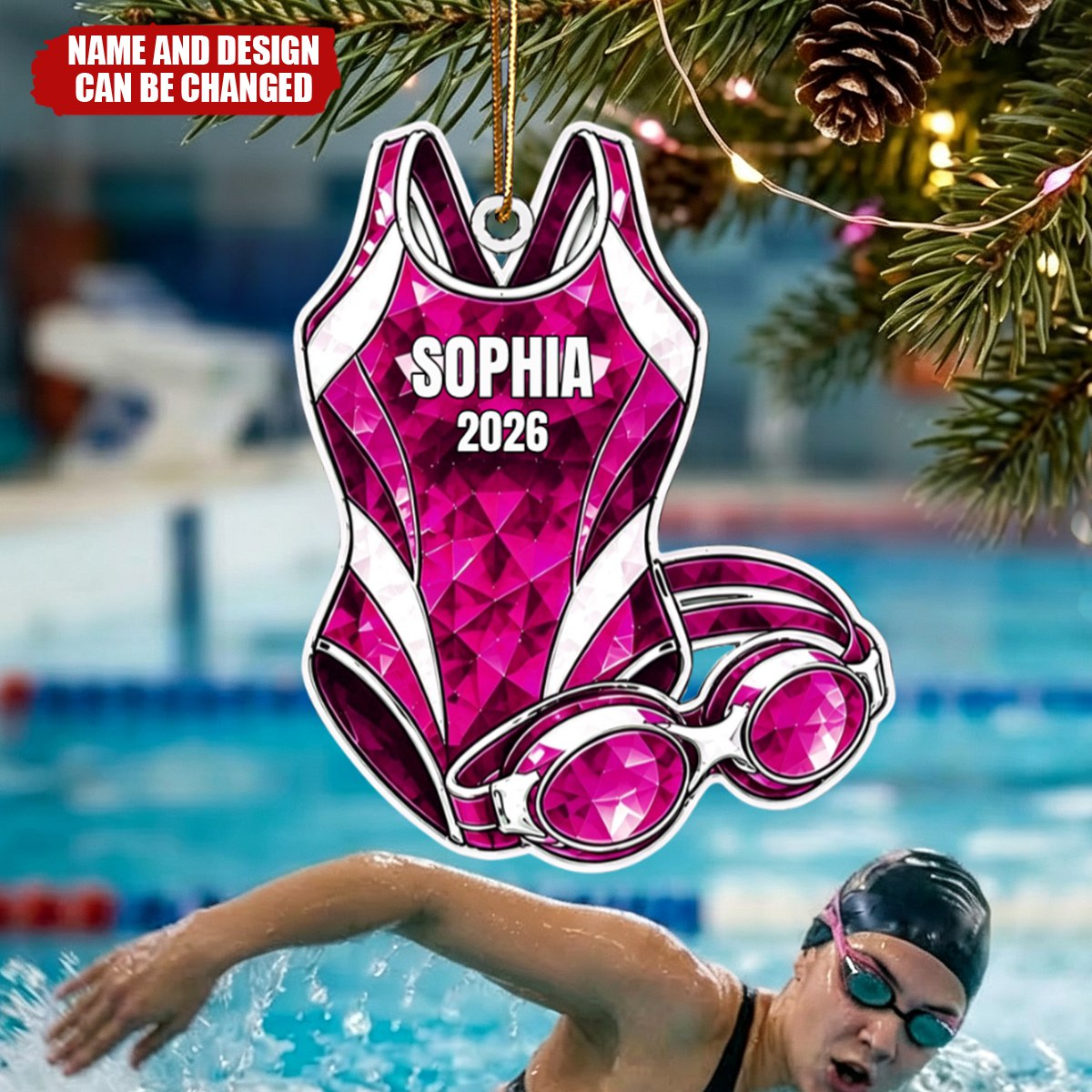 Personalized Swimmer Ornament - Swimming Gift For Girls