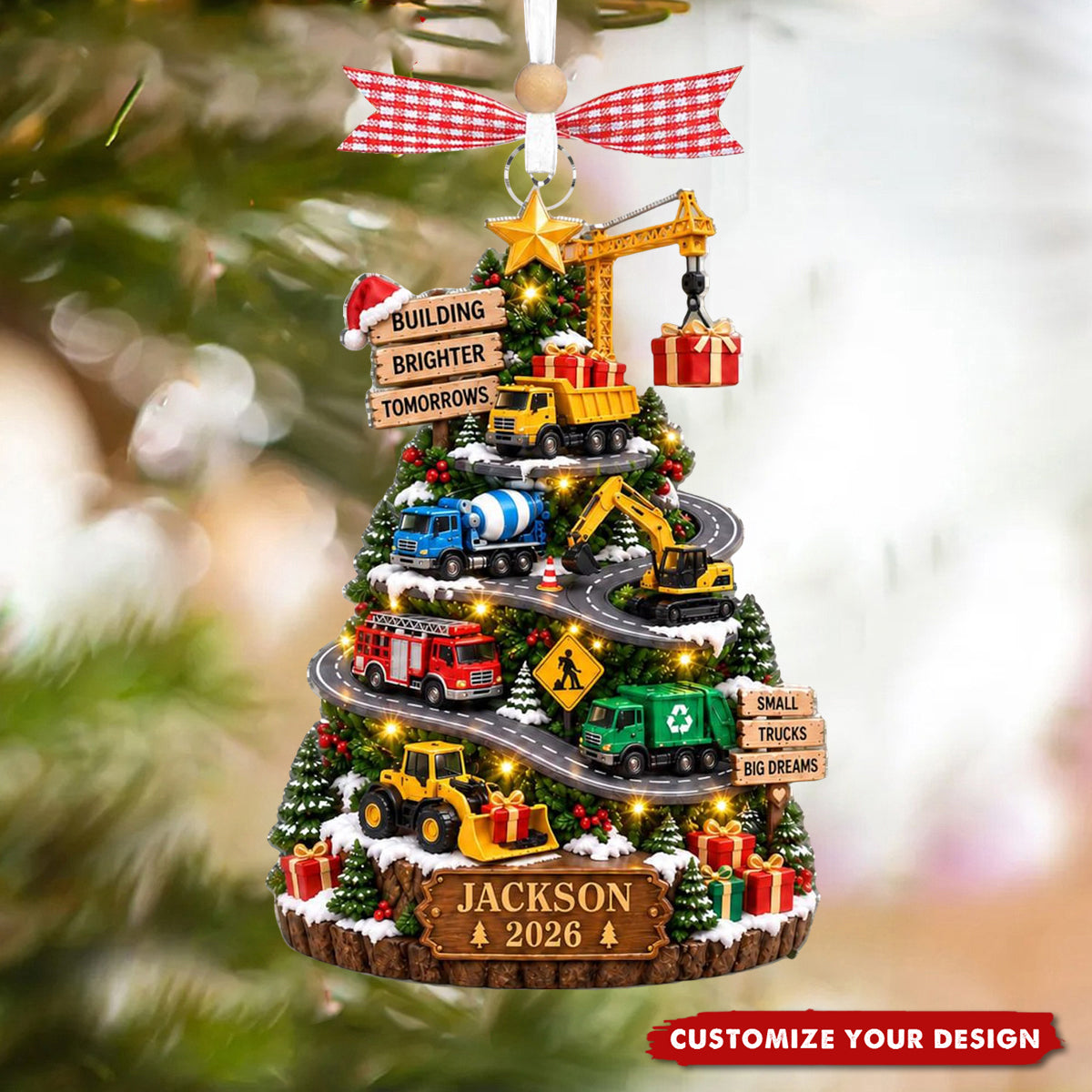 Personalized Construction Truck Christmas Ornament - Boy Truck Christmas Gift