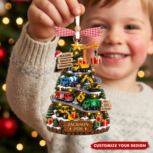 Personalized Construction Truck Christmas Ornament - Boy Truck Christmas Gift