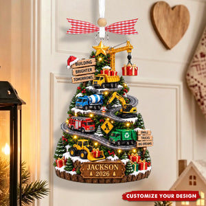 Personalized Construction Truck Christmas Ornament - Boy Truck Christmas Gift