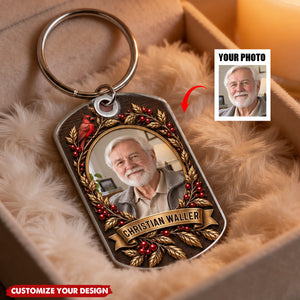 Custom Photo Keychain - Personalized Memorial Sympathy Gifts For Loss Of Mom, Dad