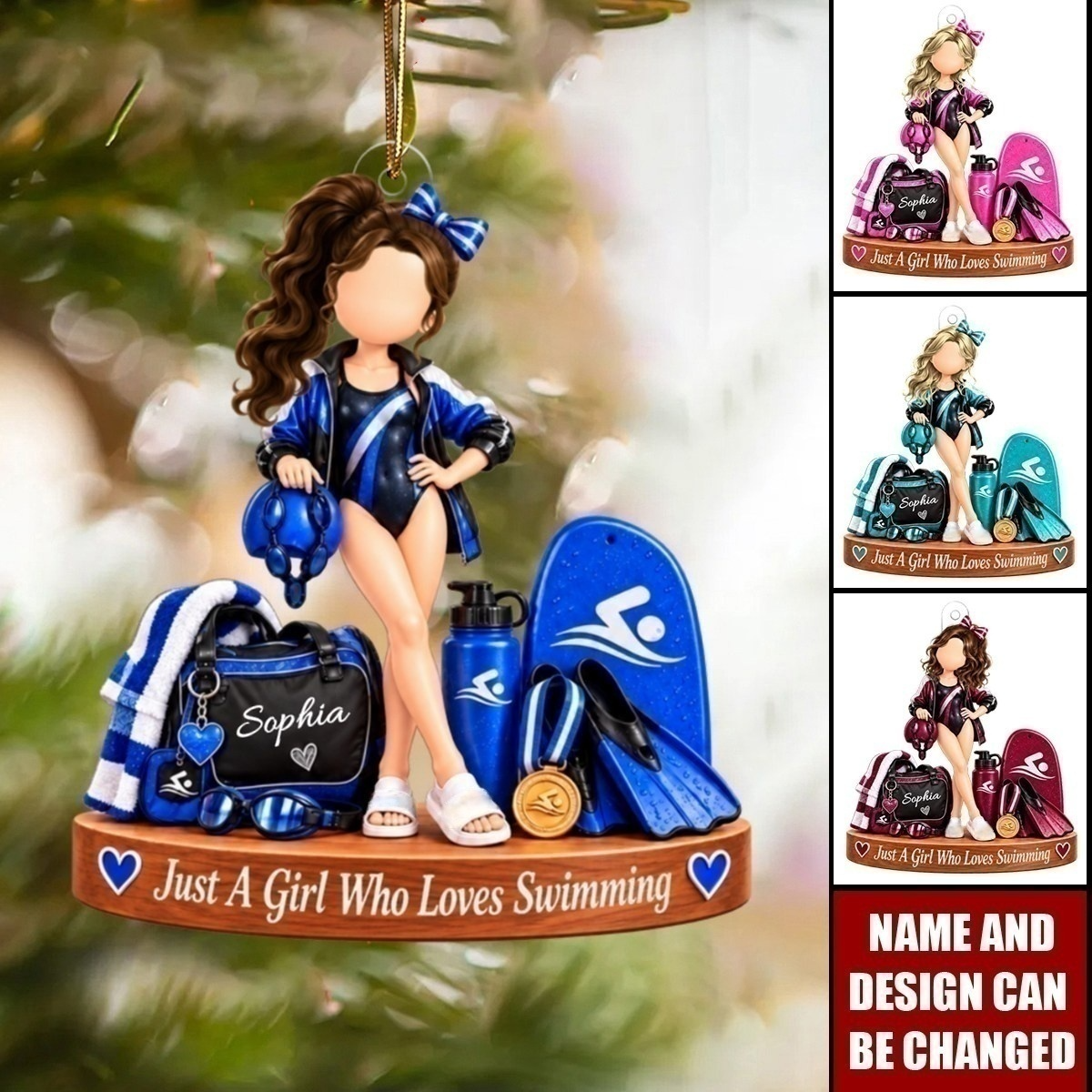 Personalized Swimming Girl Ornament - Gift For Teen Swimmer
