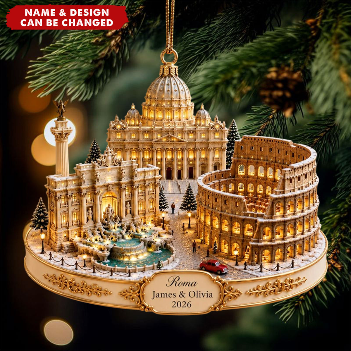 Travel City Landmarks - Personalized Christmas Acrylic Ornament